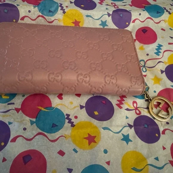 GUCCI Guccissima Leather Zip Around Wallet Pink Gold w/ COA - Picture 7 of 10